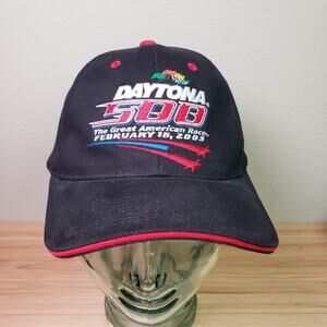Y2K Nascar Daytona 500 Hat Strapback Cap‎ Black 2003 Dadcore Vintage Motocore